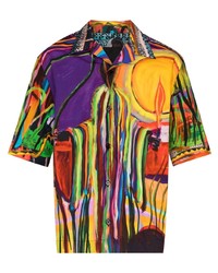 Мужская разноцветная рубашка с коротким рукавом с принтом от Givenchy