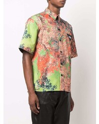 Мужская разноцветная рубашка с коротким рукавом с принтом от MSGM