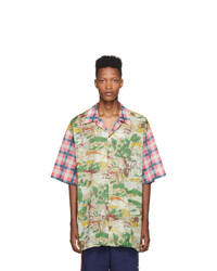 Мужская разноцветная рубашка с коротким рукавом с принтом от Gucci