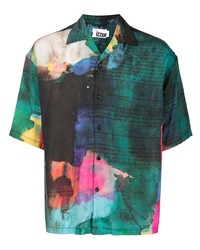 Мужская разноцветная рубашка с коротким рукавом с принтом от Izzue
