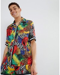 Мужская разноцветная рубашка с коротким рукавом с принтом от Jaded London