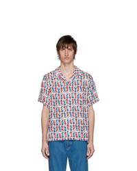 Мужская разноцветная рубашка с коротким рукавом с принтом от Kenzo