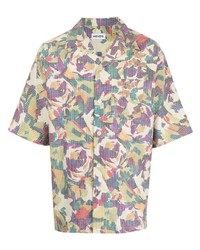 Мужская разноцветная рубашка с коротким рукавом с принтом от Kenzo