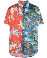 Мужская разноцветная рубашка с коротким рукавом с принтом от Lost Daze