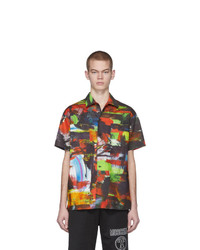 Мужская разноцветная рубашка с коротким рукавом с принтом от Moschino