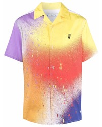 Мужская разноцветная рубашка с коротким рукавом с принтом от Off-White