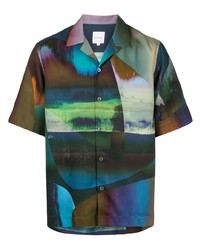 Мужская разноцветная рубашка с коротким рукавом с принтом от Paul Smith