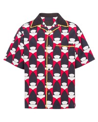 Мужская разноцветная рубашка с коротким рукавом с принтом от Prada
