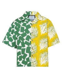 Мужская разноцветная рубашка с коротким рукавом с принтом от Prada