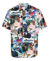 Мужская разноцветная рубашка с коротким рукавом с принтом от PS Paul Smith