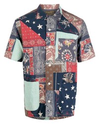 Мужская разноцветная рубашка с коротким рукавом с принтом от Ralph Lauren RRL