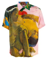 Мужская разноцветная рубашка с коротким рукавом с принтом от Rassvet