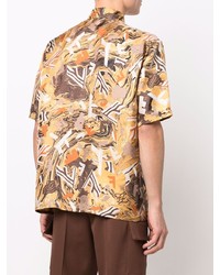 Мужская разноцветная рубашка с коротким рукавом с принтом от Fendi