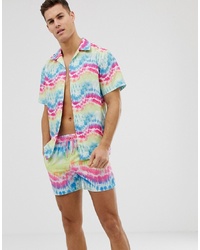 Мужская разноцветная рубашка с коротким рукавом с принтом от South Beach