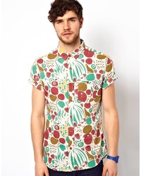 Мужская разноцветная рубашка с коротким рукавом с принтом от The Critical Slide Society