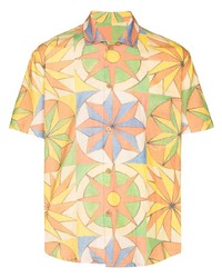 Мужская разноцветная рубашка с коротким рукавом с принтом от The Elder Statesman