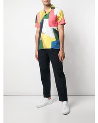 Мужская разноцветная рубашка с коротким рукавом с принтом от Orlebar Brown