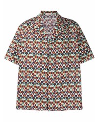 Мужская разноцветная рубашка с коротким рукавом с принтом от Valentino