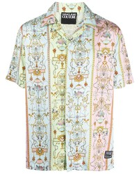 Мужская разноцветная рубашка с коротким рукавом с принтом от VERSACE JEANS COUTURE