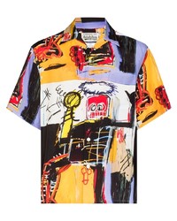 Мужская разноцветная рубашка с коротким рукавом с принтом от Wacko Maria