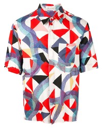 Мужская разноцветная рубашка с коротким рукавом с принтом от Wales Bonner