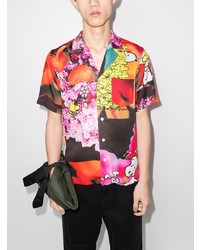 Мужская разноцветная рубашка с коротким рукавом с принтом от Soulland