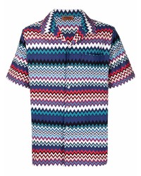 Мужская разноцветная рубашка с коротким рукавом с узором зигзаг от Missoni