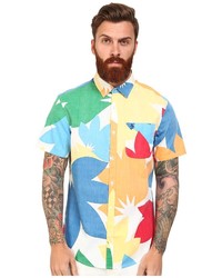 Разноцветная рубашка с коротким рукавом с цветочным принтом