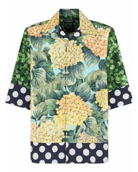 Мужская разноцветная рубашка с коротким рукавом с цветочным принтом от Dolce & Gabbana
