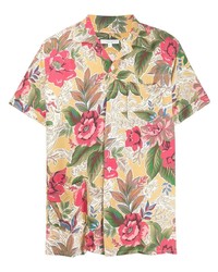 Мужская разноцветная рубашка с коротким рукавом с цветочным принтом от Engineered Garments