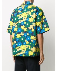 Мужская разноцветная рубашка с коротким рукавом с цветочным принтом от Marni