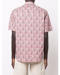 Мужская разноцветная рубашка с коротким рукавом с цветочным принтом от DSQUARED2
