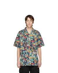 Мужская разноцветная рубашка с коротким рукавом с цветочным принтом от Gucci