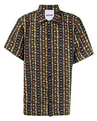 Мужская разноцветная рубашка с коротким рукавом с цветочным принтом от Koché