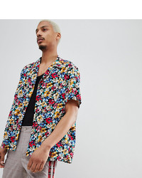 Мужская разноцветная рубашка с коротким рукавом с цветочным принтом от Milk It