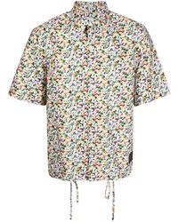 Мужская разноцветная рубашка с коротким рукавом с цветочным принтом от Paul Smith