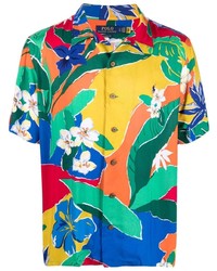 Мужская разноцветная рубашка с коротким рукавом с цветочным принтом от Polo Ralph Lauren