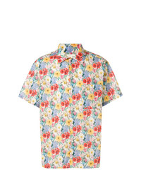 Мужская разноцветная рубашка с коротким рукавом с цветочным принтом от R13