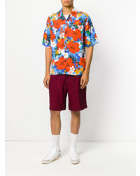 Мужская разноцветная рубашка с коротким рукавом с цветочным принтом от AMI Alexandre Mattiussi