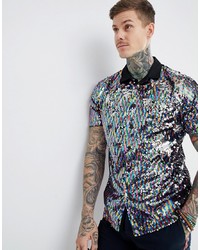 Мужская разноцветная рубашка с коротким рукавом от ASOS DESIGN