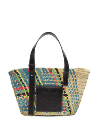 Разноцветная соломенная большая сумка от Loewe