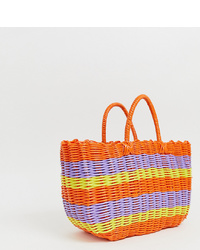 Разноцветная соломенная большая сумка от Monki