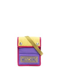 Разноцветная сумка почтальона из плотной ткани от Moschino