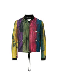 Мужская разноцветная университетская куртка с принтом от Saint Laurent