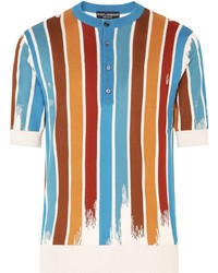 Мужская разноцветная футболка на пуговицах от Dolce & Gabbana