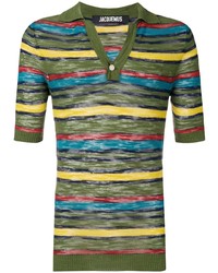 Мужская разноцветная футболка-поло в горизонтальную полоску от Jacquemus
