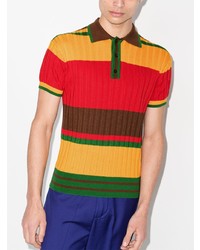 Мужская разноцветная футболка-поло в горизонтальную полоску от Wales Bonner