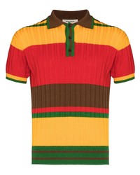 Мужская разноцветная футболка-поло в горизонтальную полоску от Wales Bonner