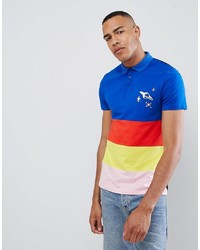 Разноцветная футболка-поло с вышивкой
