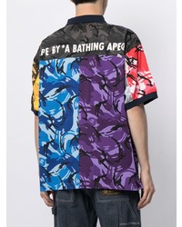 Мужская разноцветная футболка-поло с камуфляжным принтом от AAPE BY A BATHING APE